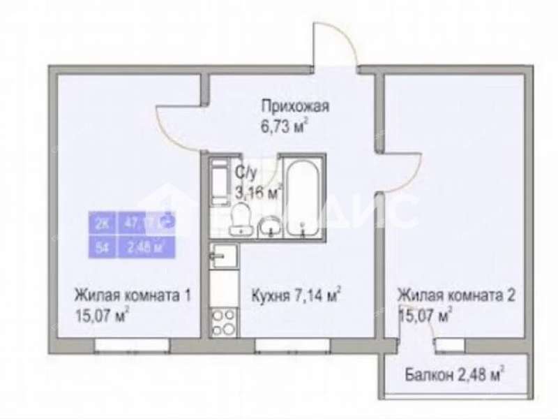двухкомнатная квартира на проспекте Кораблестроителей дом 62