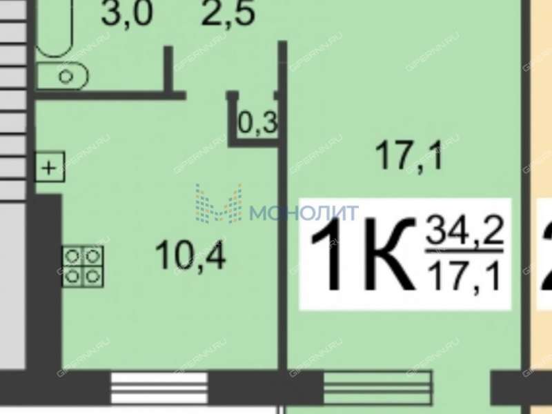 однокомнатная квартира на улице Адмирала Макарова дом 1