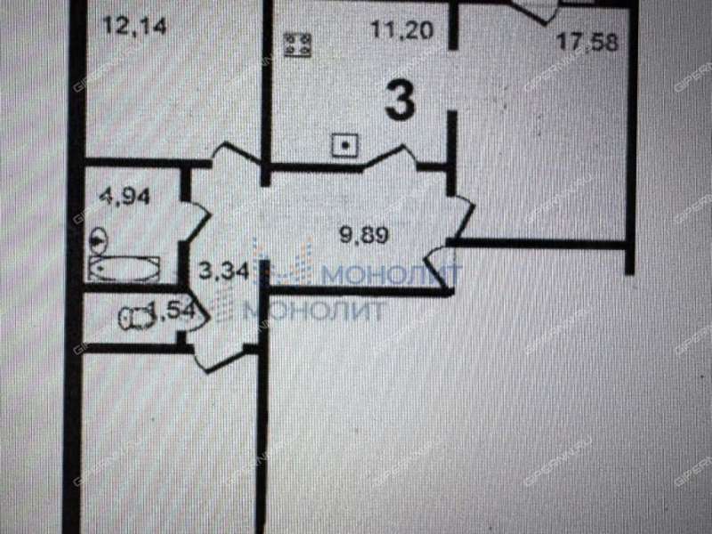 трёхкомнатная квартира на улице Родионова дом 27