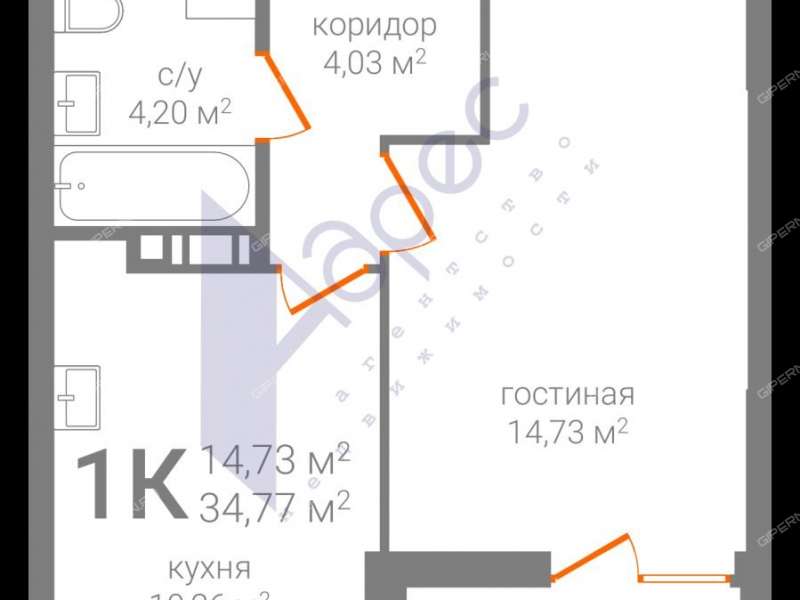однокомнатная квартира на улице Новикова-Прибоя
