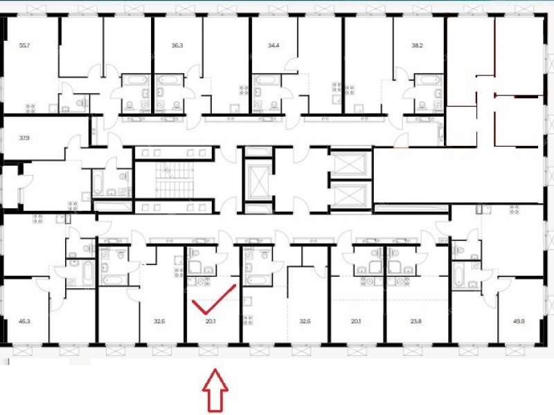 квартира-студия на улице Небесная дом 3 деревня Утечино