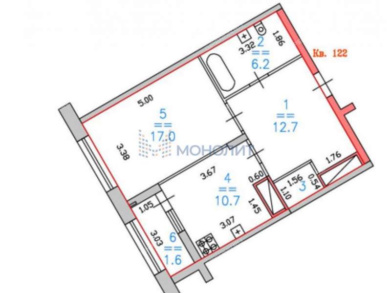 однокомнатная квартира на улице Владимира Высоцкого дом 1