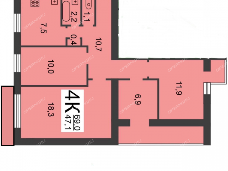 четырёхкомнатная квартира на улице Белинского дом 85