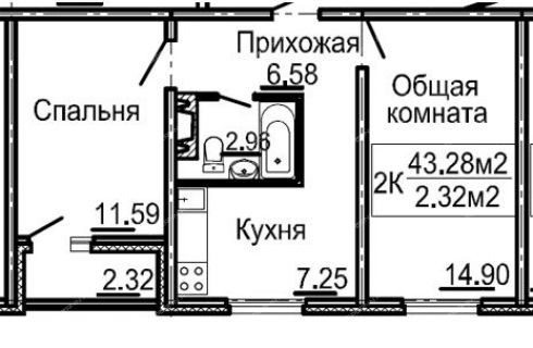 Размер комнат в корабле в двушке