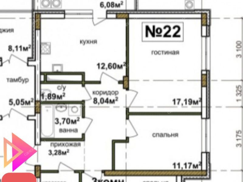 трёхкомнатная квартира в новостройке в границах улиц Лобачевского, Коммуны, Циолковского,  дом №6