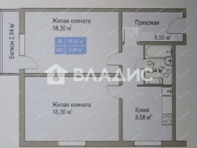 двухкомнатная квартира на проспекте Кораблестроителей дом 50