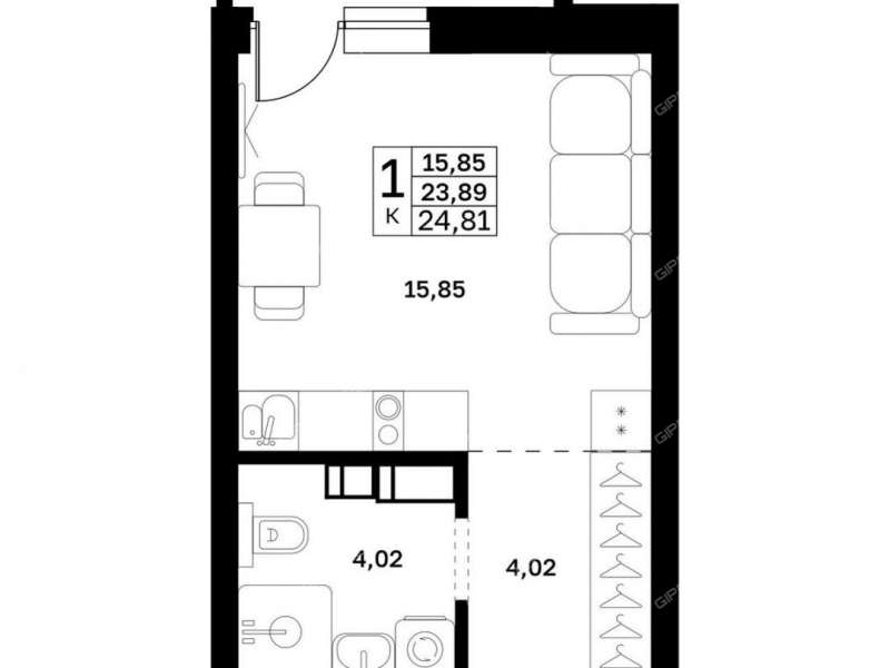 квартира-студия в границах улиц Страж Революции, Гвардейцев, 50-летия Победы, Евгения Никонова, 17