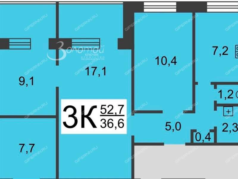 трёхкомнатная квартира на улице Академика Баха дом 11