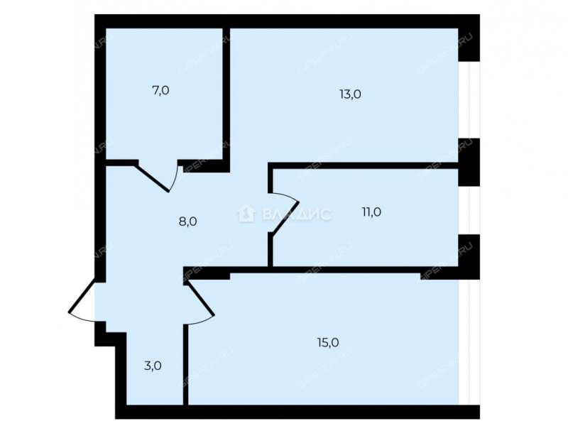 двухкомнатная квартира на улице Героя Советского Союза Аристархова дом 9
