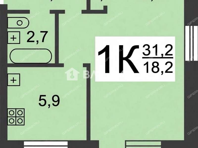 однокомнатная квартира на улице Бекетова дом 58/2