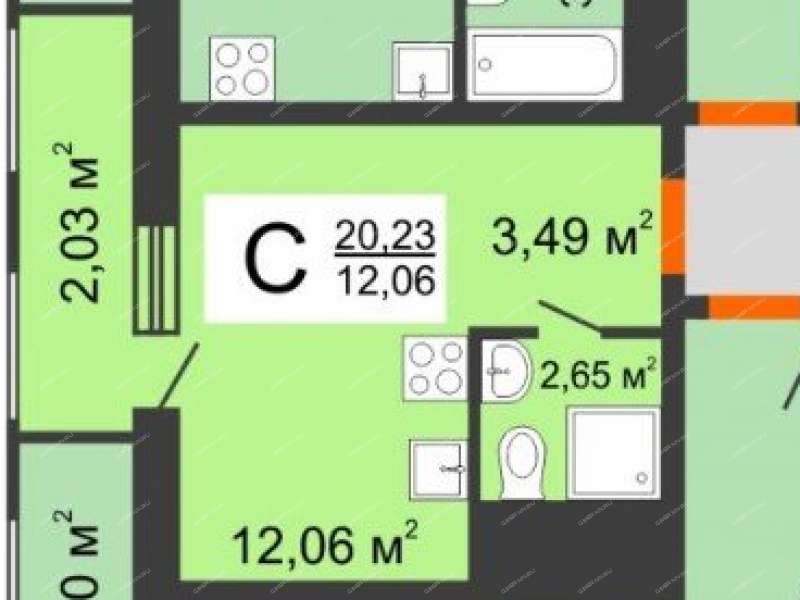 квартира-студия на Московском шоссе дом 167 к2
