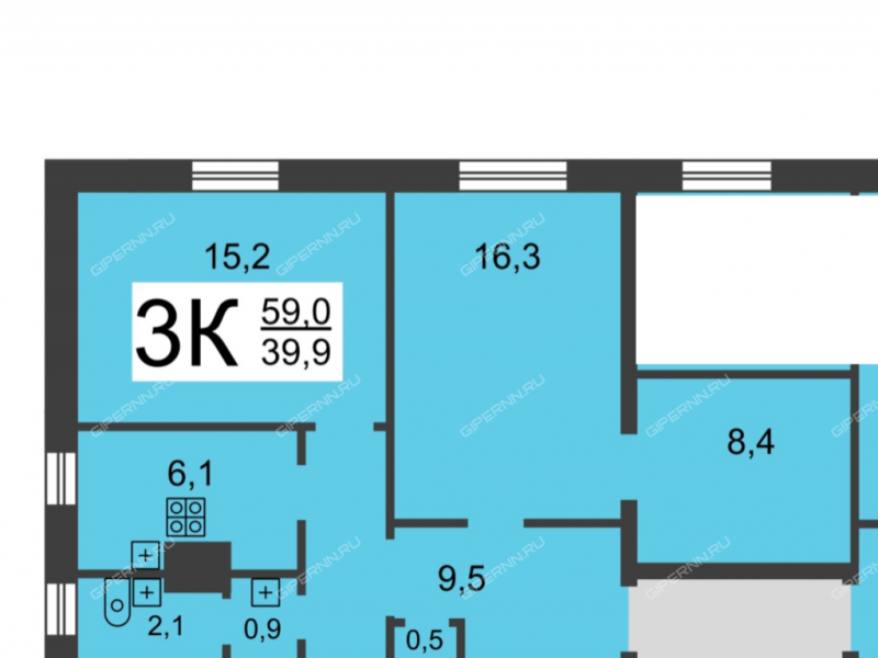 трёхкомнатная квартира на улице Баженова дом 7
