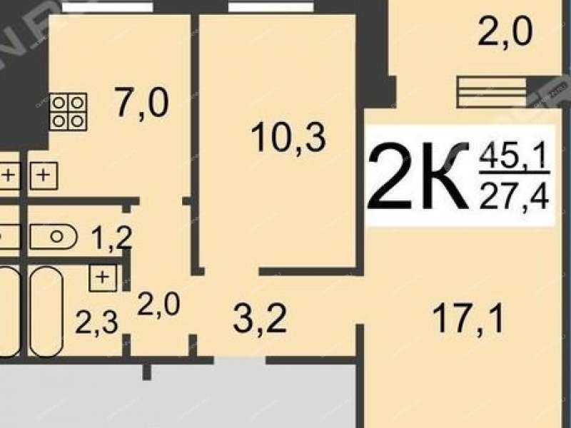 двухкомнатная квартира на Союзном проспекте дом 1